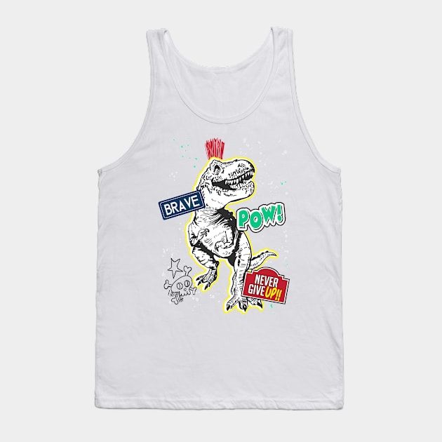 Never Give Up Dino Tank Top by TomCage